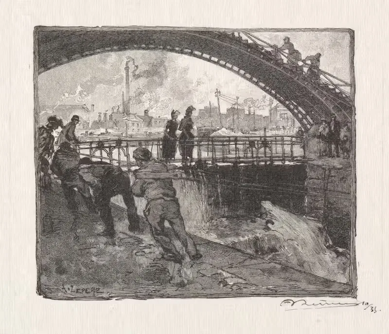 Запор канала Сен-Мартен by Огюст Луи Лепер, 1890 — digital art print download