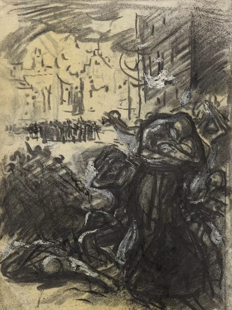 Пожар в Лувене by Огюст Луи Лепер, 1914 — digital art print download