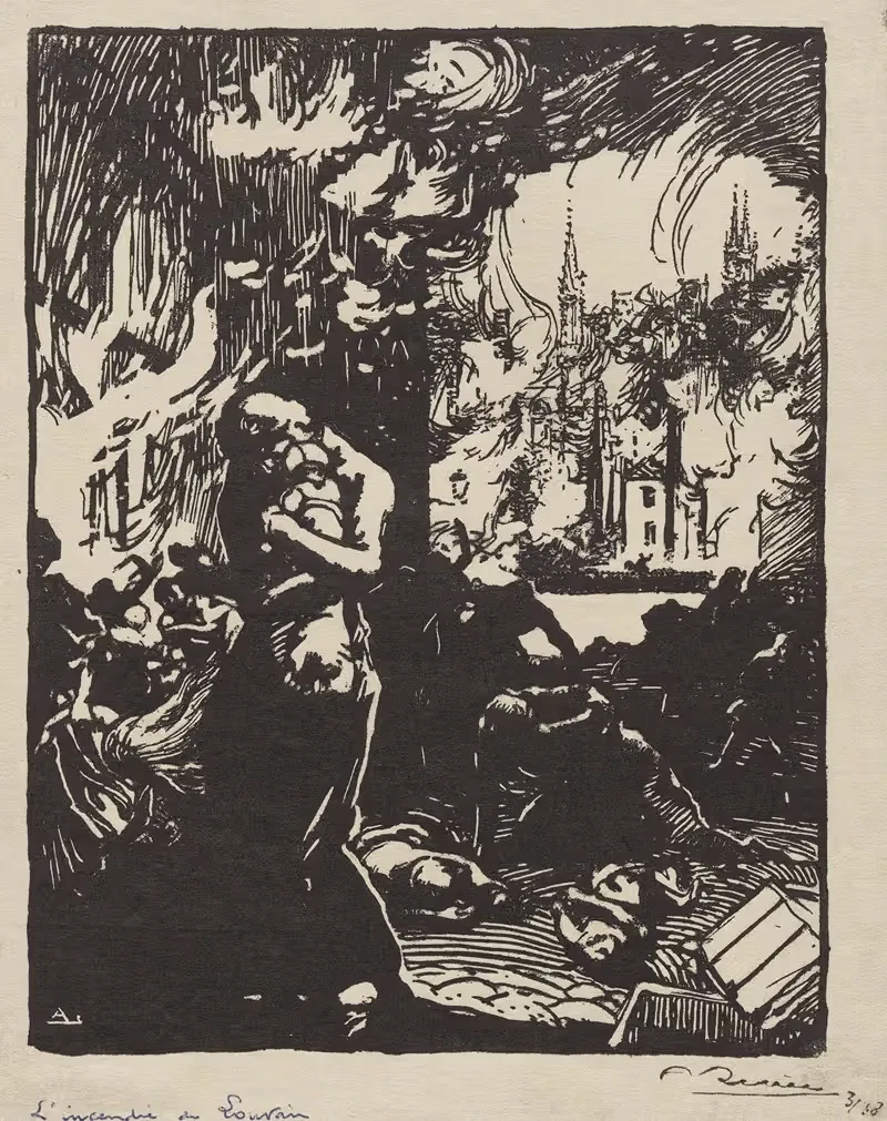 Пожар в Лувене by Огюст Луи Лепер, 1914 — digital art print download