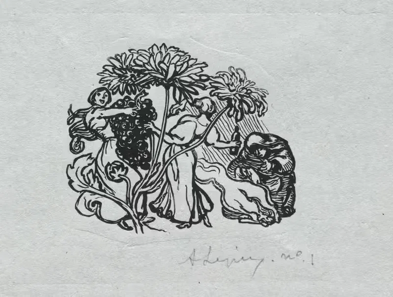 Paris Almanac, 1897; Tail-piece, Autumn — Auguste Louis Lepère