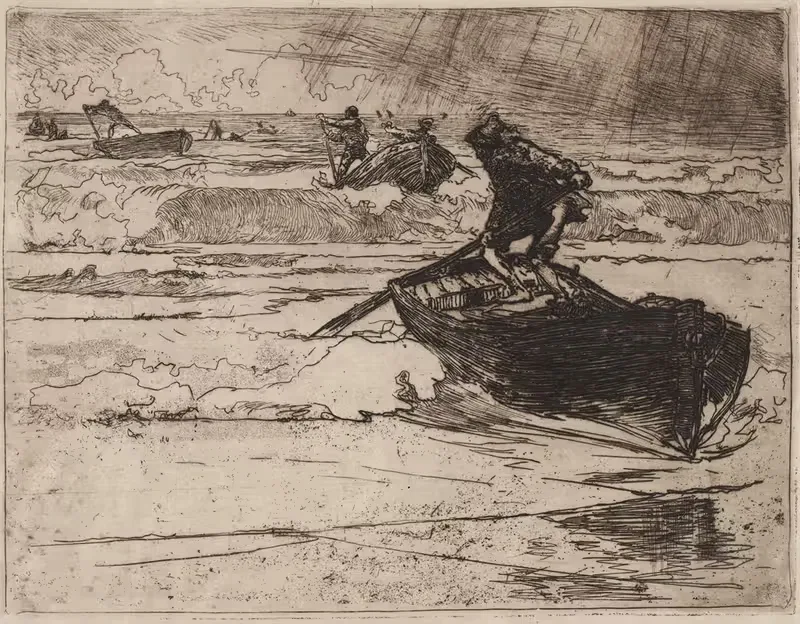 Рыбаки, убегающие от шторма by Огюст Луи Лепер, 1892 — digital art print download