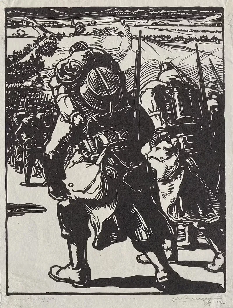 Troupe en marche by Auguste Louis Lepère, 1914 — digital art print download