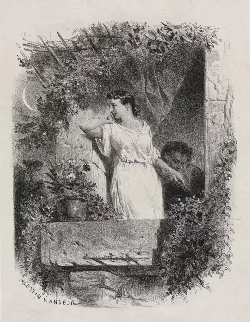 На балконе by Селестен Нантёй, 1842 — digital art print download