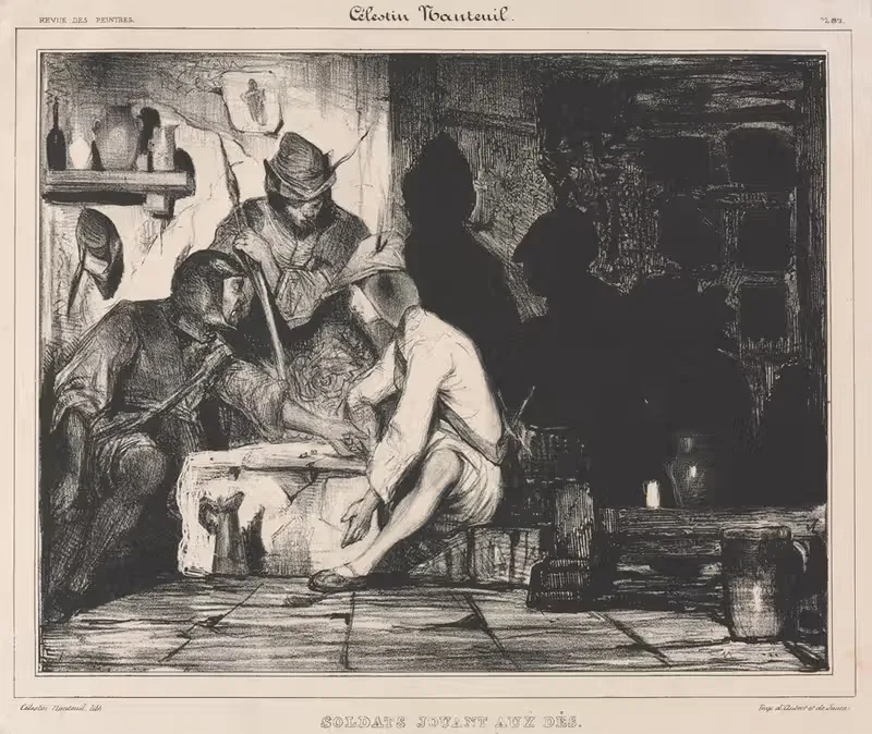 Soldiers Playing Dice by Celestin Nanteuil — digital art print download