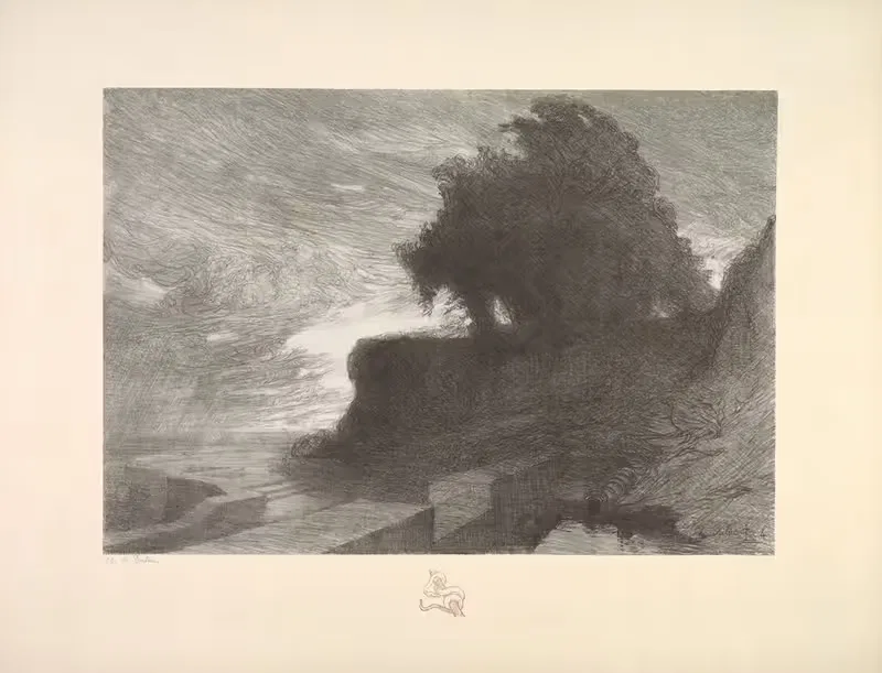 Пейзаж, Пластина 4, Ремарка, Змея by Шарль Мари Дюлак, 1892–1893 — digital art print download