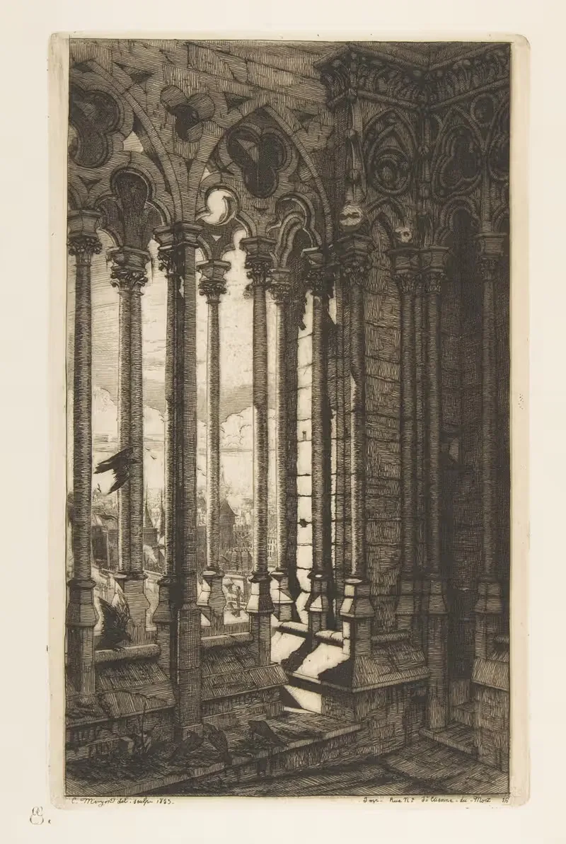 The Gallery, Nôtre-Dame Cathedral, Paris — Charles Meryon