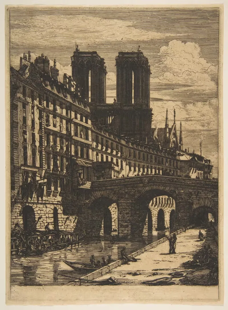 Маленький мост, Париж by Шарль Мерион, 1850 — digital art print download