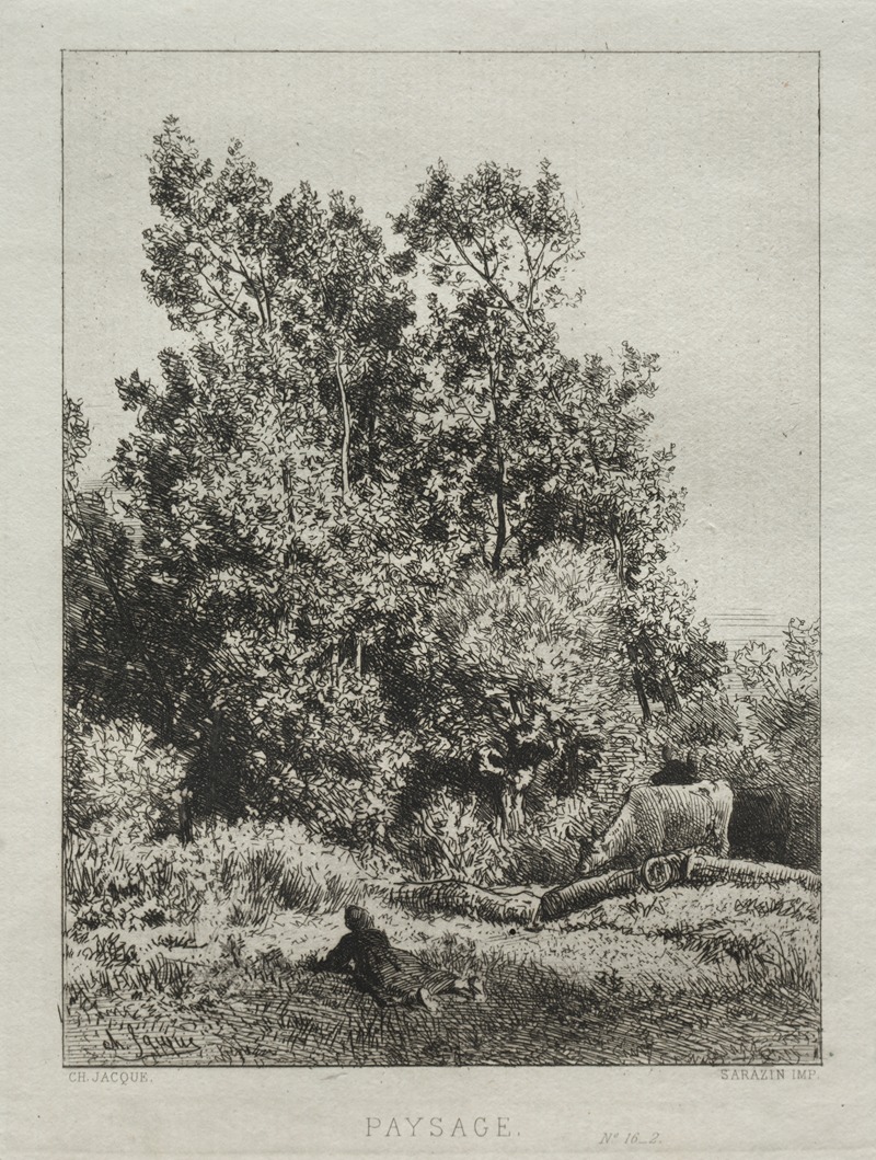 Пейзаж by Шарль Эмиль Жак, 1864 — digital art print download