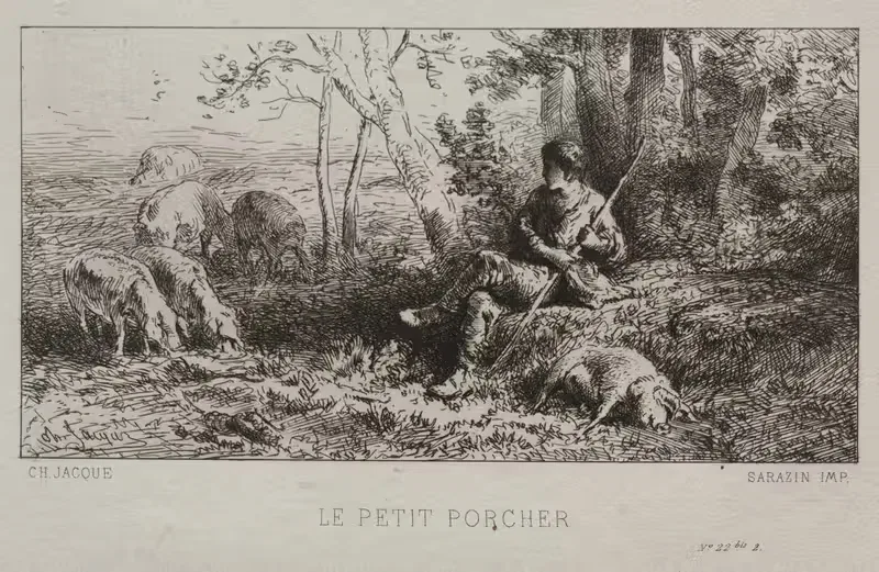 Маленький свинопас by Шарль Эмиль Жак, 1864 — digital art print download