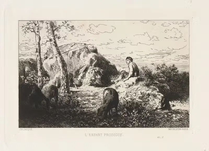 The Prodigal Son by Charles Emile Jacque, c. 1868 — digital art print download