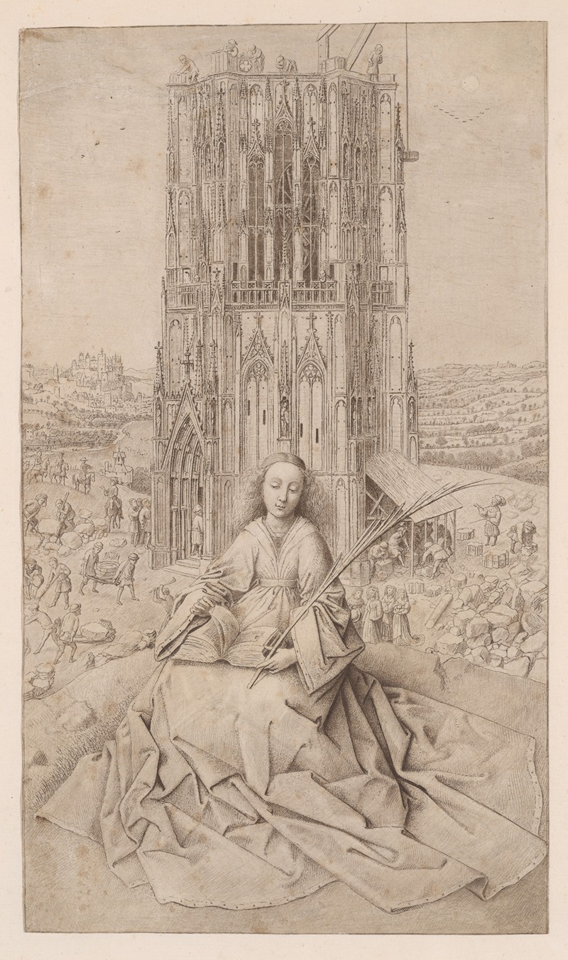 Saint Barbara, Seated Before her Tower by Корнелис ван Норде, 1769 — digital art print download