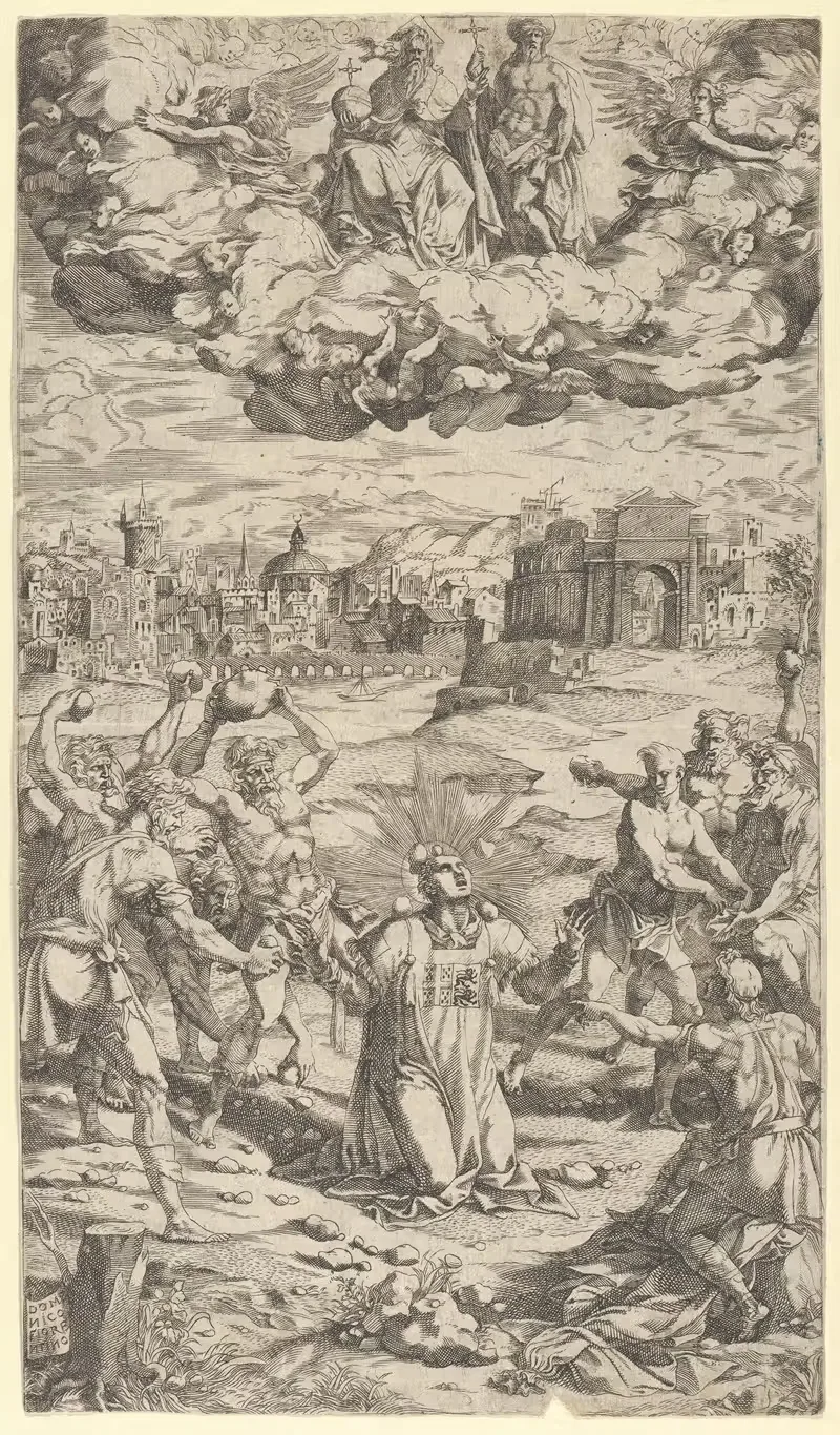 The Stoning of Saint Stephen — Domenico del Barbiere