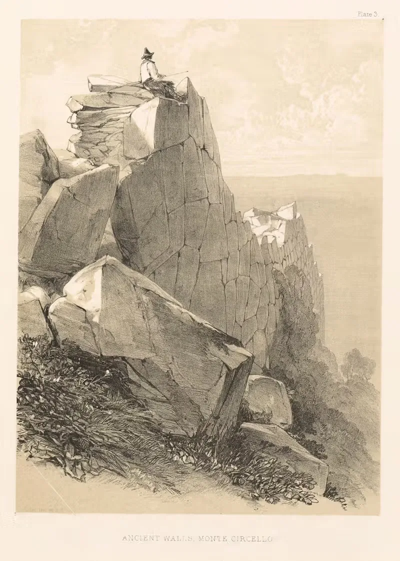 Ancient Walls, Monte Circello by Edward Lear, 1846 — digital art print download