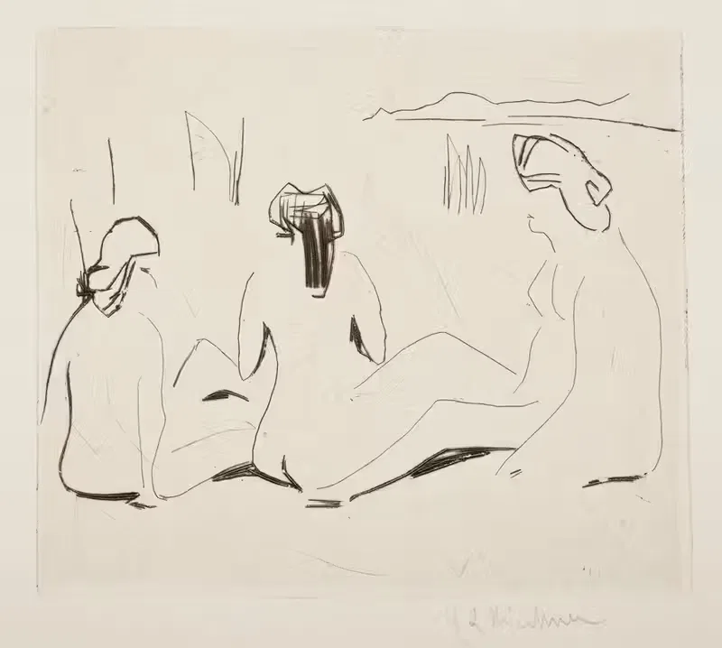 Три купальщицы на озерах Морицбург by Эрнст Людвиг Кирхнер, 1910 — digital art print download