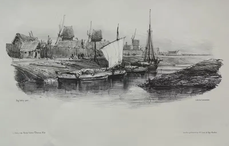 Берег канала by Эжен Изабе, 1832 — digital art print download