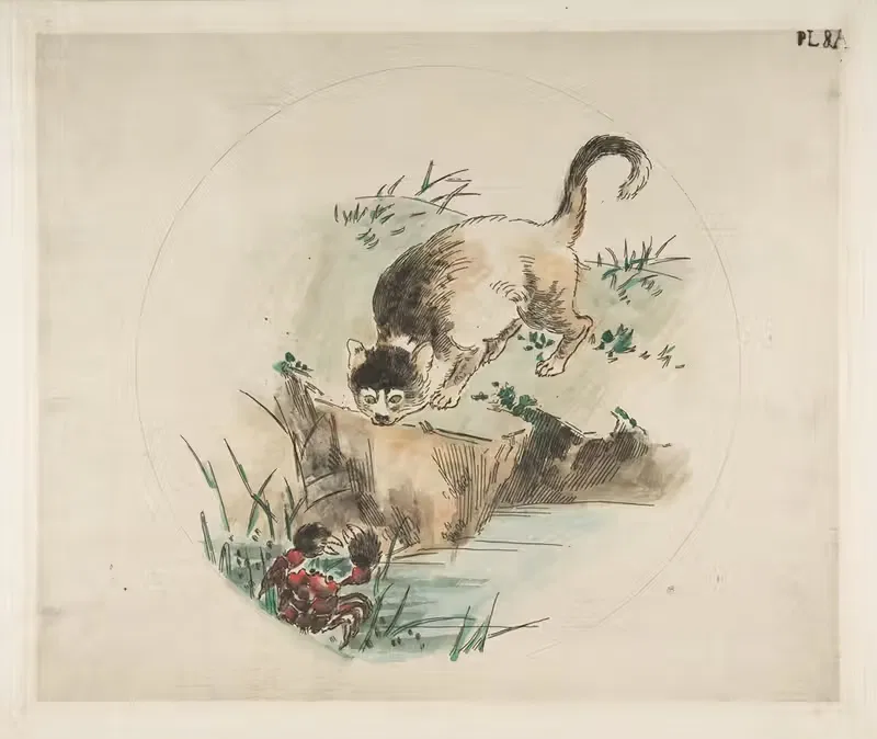 Кот, ловящий краба by Феликс Браккемонд, 1850–1914 — digital art print download