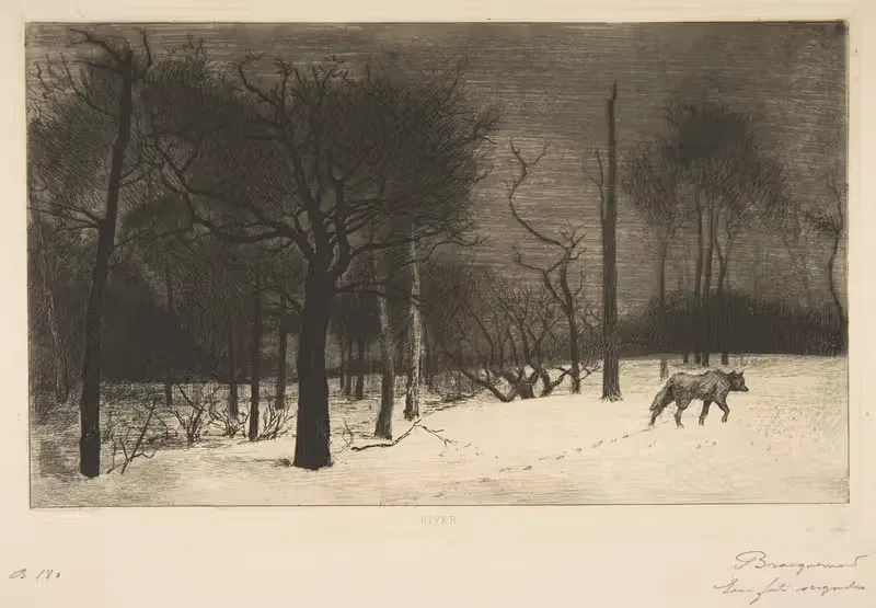 Hiver (Le Loup dans la neige) — Félix Bracquemond