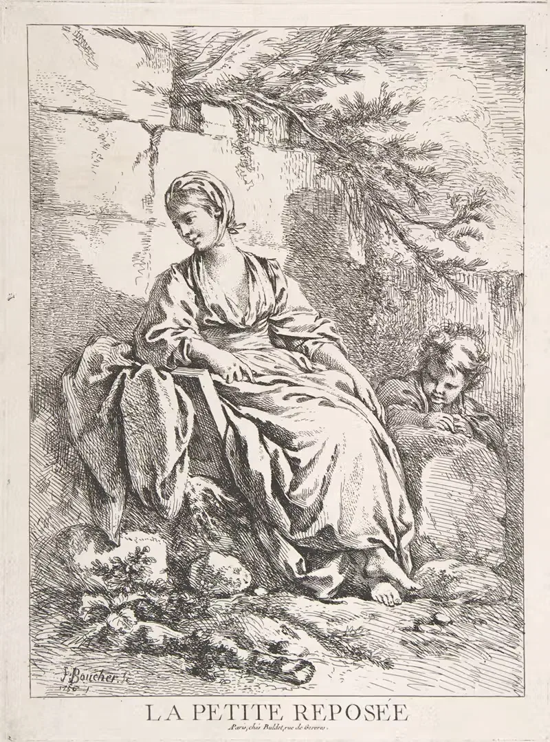 Молодая девушка, отдыхающая by Франсуа Буше, 1756 — digital art print download