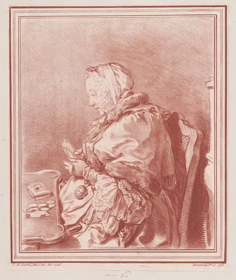 Женщина, играющая в карты by Жиль Демарто старший, 1770 — digital art print download