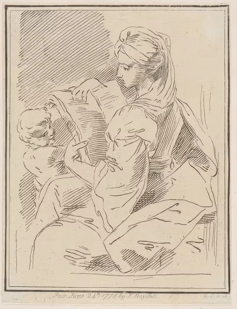Sybil holding a book with a child at left — Giuseppe Canale