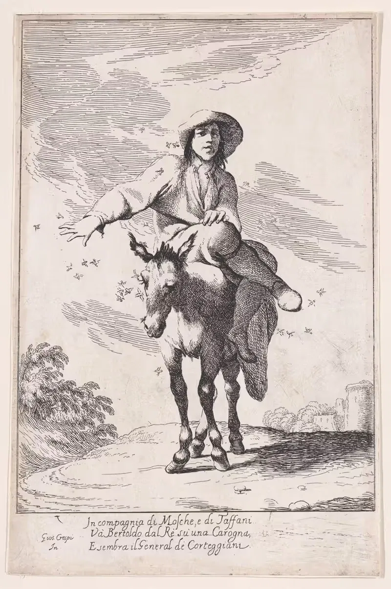 Плита 1; Бертольдо на осле by Джузеппе Мария Крепси, 1705–1715 — digital art print download