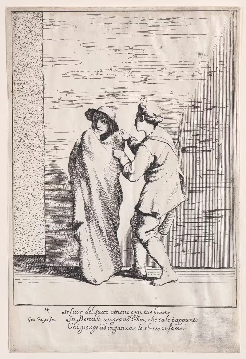 Плита 4; Бертольдо, запихнутый в мешок by Джузеппе Мария Крепси, 1705–1715 — digital art print download