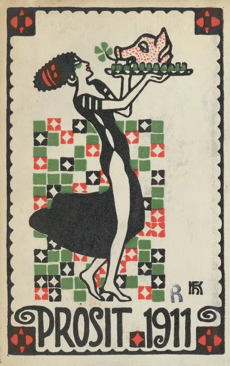 New Years Card; Cheers 1911 (Prosit) — Hans Kalmsteiner