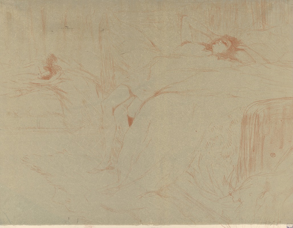 Collapsed on the Bed by Henri de Toulouse-Lautrec, 1896 — digital art print download