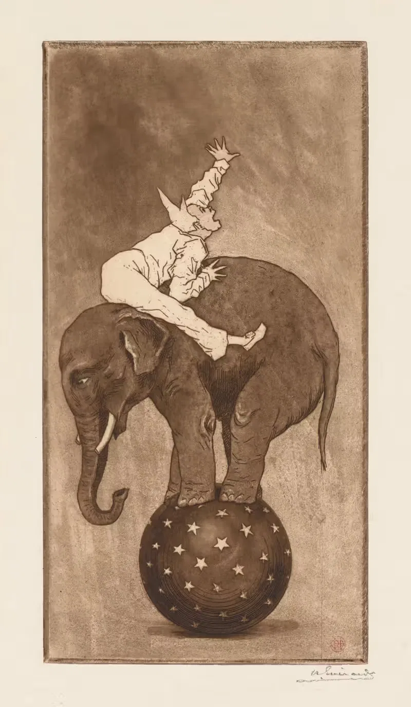 Elephant and Clown (L'Elephant et le Clown) — Henri-Charles Guérard