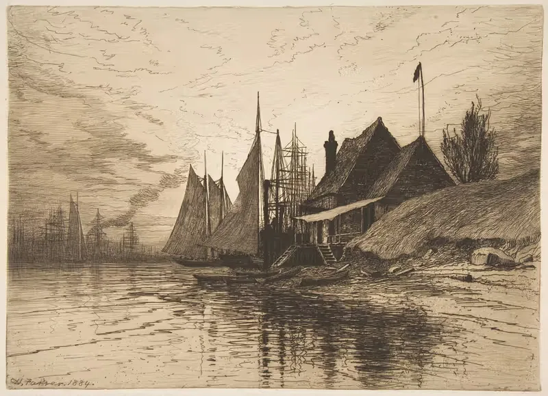 Вечер, Нью-Йоркская гавань by Генри Фаррер, 1884 — digital art print download