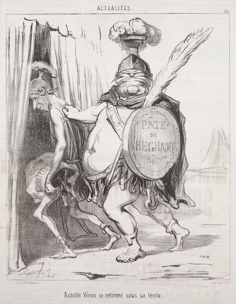 Achilles Véron withdrawing into his tent. — Honoré Daumier