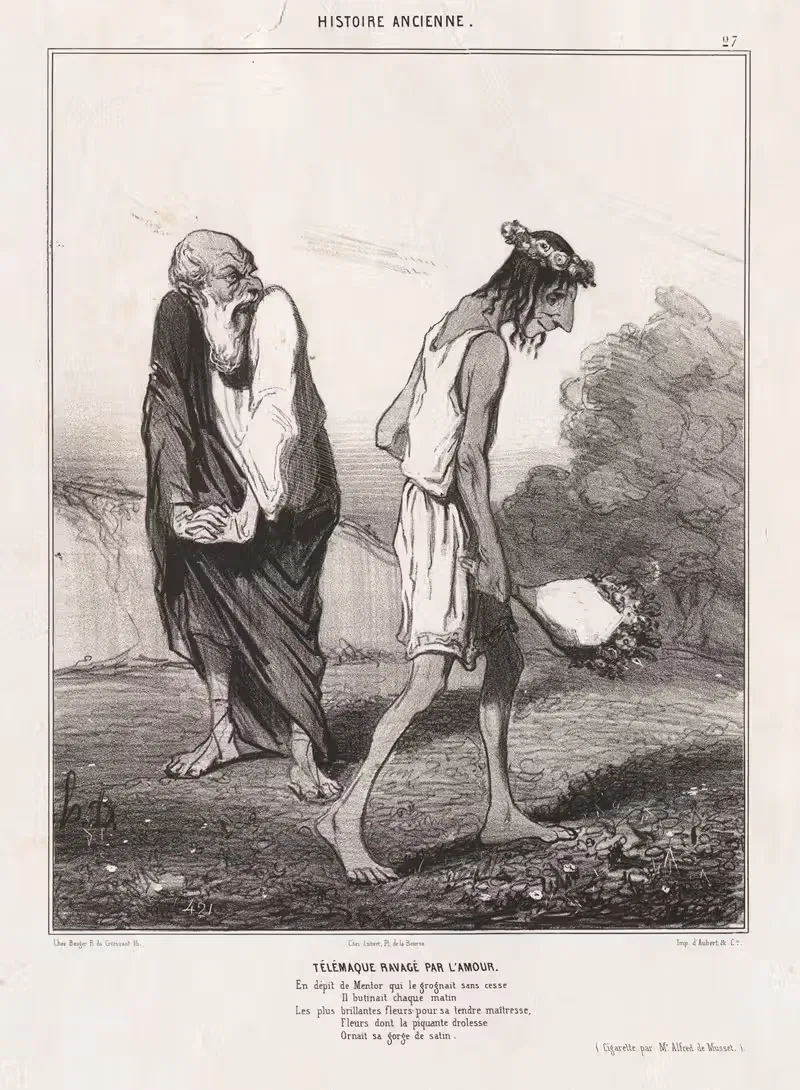 Telemachus Ravaged by Love by Honoré Daumier, 1842 — digital art print download