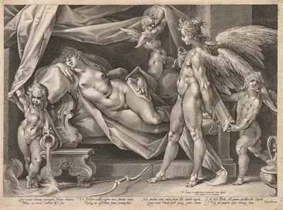 Купидон и Психея by Ян Мюллер, c. 1600 — digital art print download