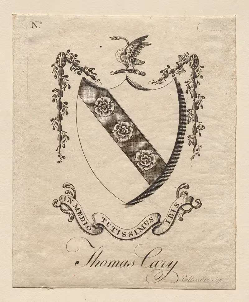 Coat of Arms with Thomas Cary inscribed below — Joseph Callender