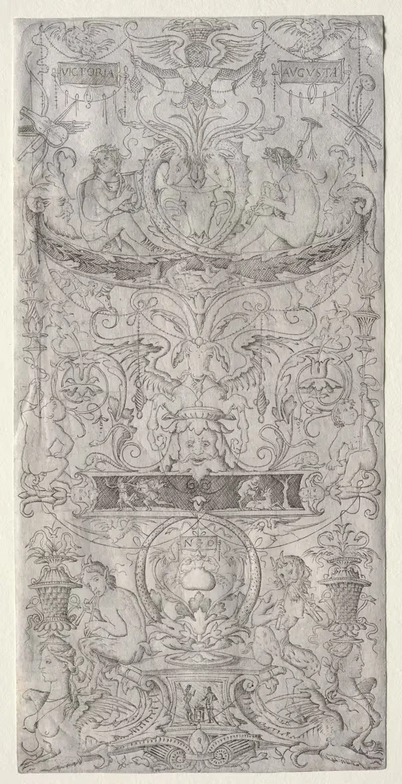 Panel of Ornament Inscribed Victoria Augusta — Nicoletto da Modena