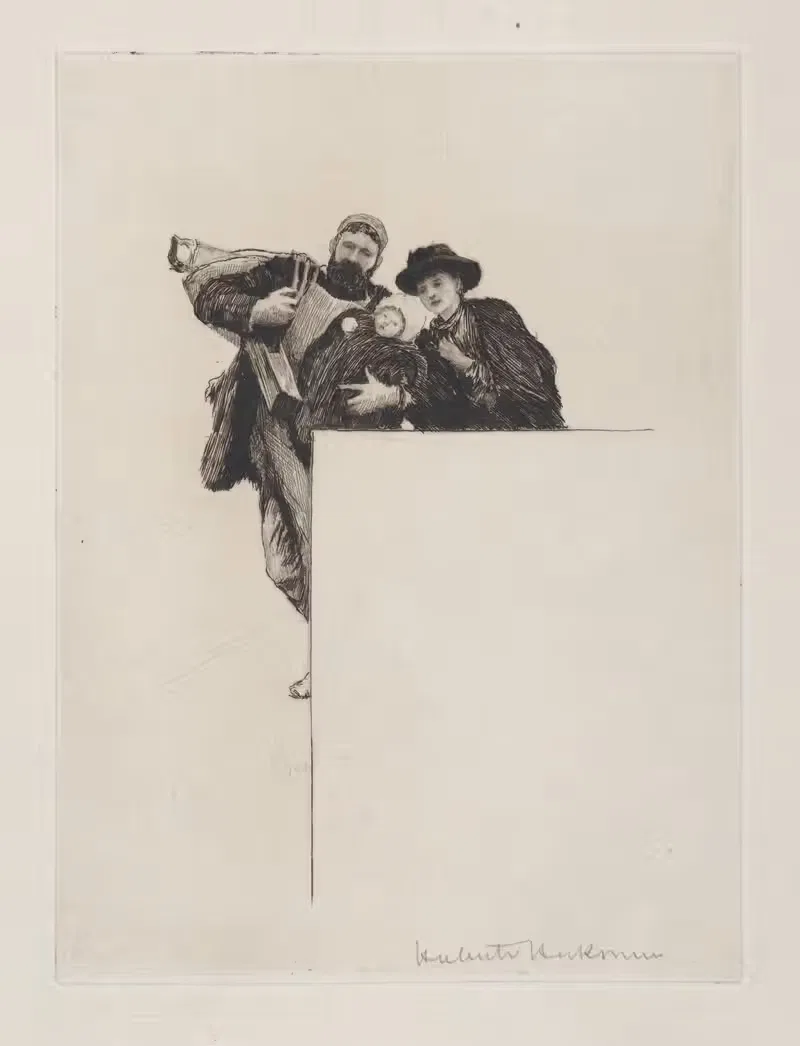 Приглашение с виньеткой из 'Первенца' by Сэр Хьюберт фон Херкомер, 1887 — digital art print download