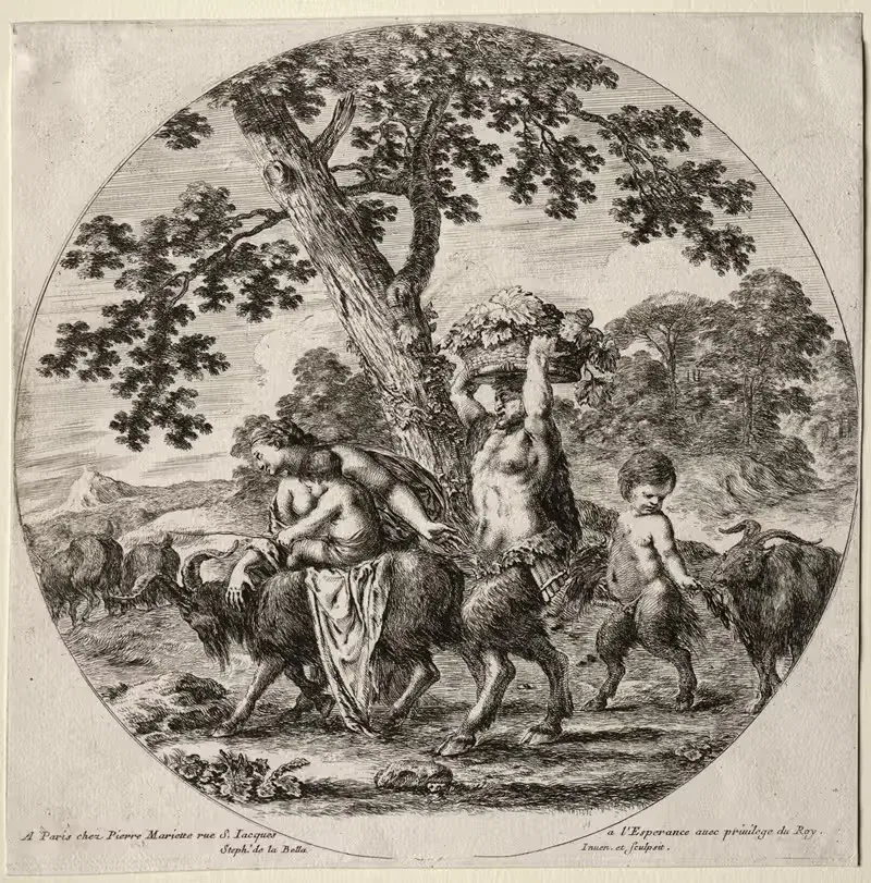 A Satyr Family Traveling — Stefano Della Bella
