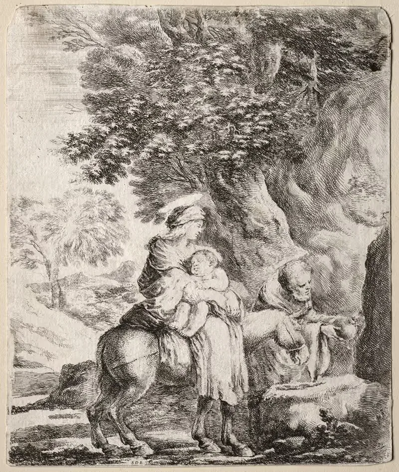 Побег в Египет by Стефано Делла Белла, c. 1662 — digital art print download