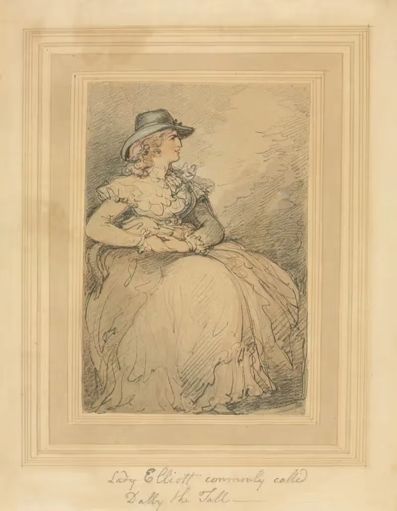 Lady Elliott, Commonly Called Dolly The Tall — Thomas Rowlandson