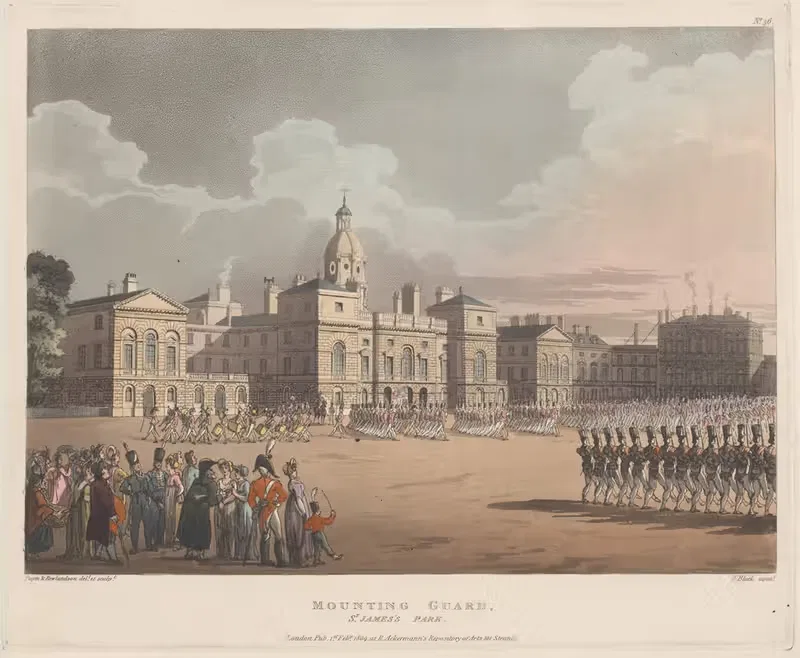 Mounting Guard, St. James's Park by Thomas Rowlandson, 1809 — digital art print download