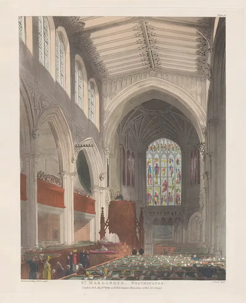 St. Margaret's Westminster by Thomas Rowlandson, 1809 — digital art print download