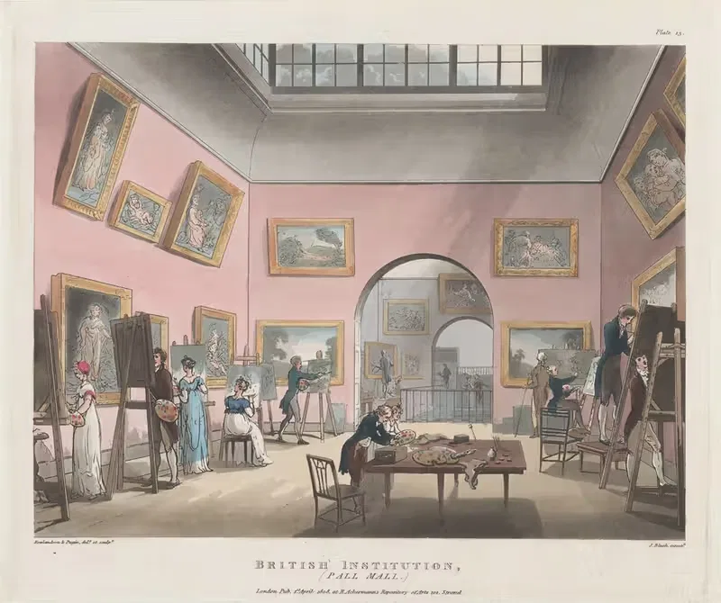 Британская институция, Пал Мэл by Томас Роуландсон, 1808 — digital art print download