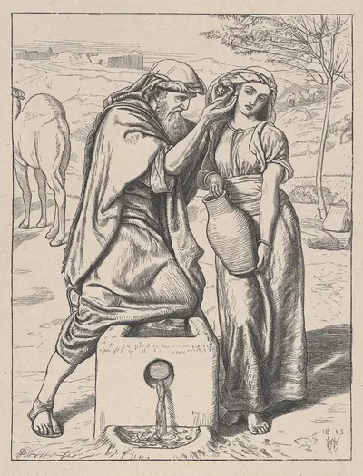 Eliezer and Rebekah at the Well by Уильям Холман Хант — digital art print download