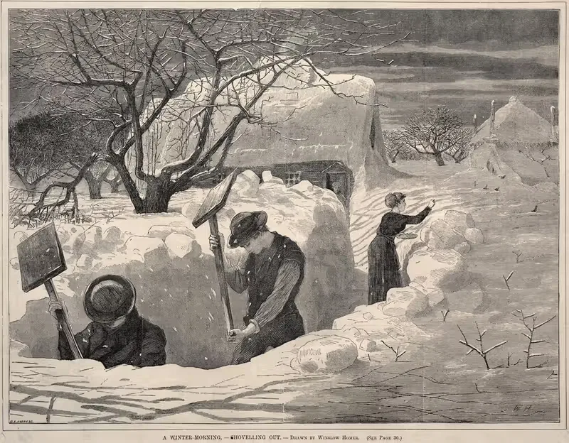 A Winter Morning, – Shovelling Out — Winslow Homer