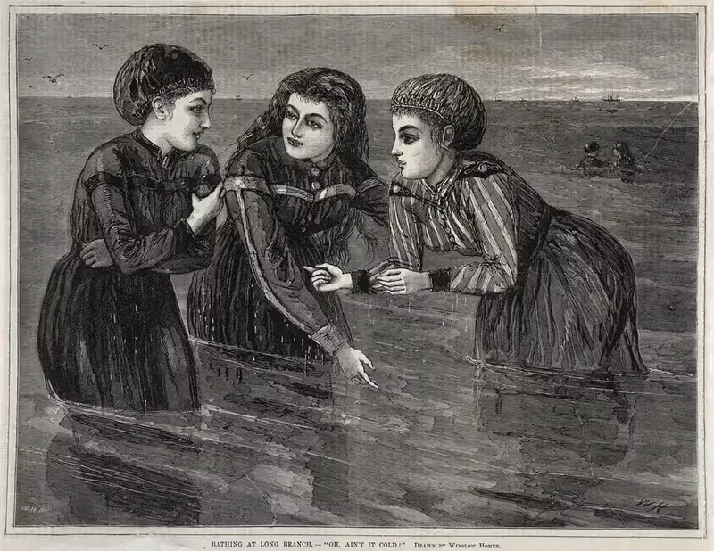 Купание в Лонг-Бранче, – 'О, разве не холодно!' by Уинслоу Хомер, 1871 — digital art print download