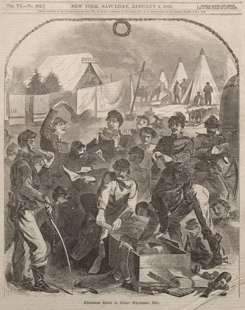 Рождественские коробки в лагере – Рождество, 1861 — Уинслоу Хомер