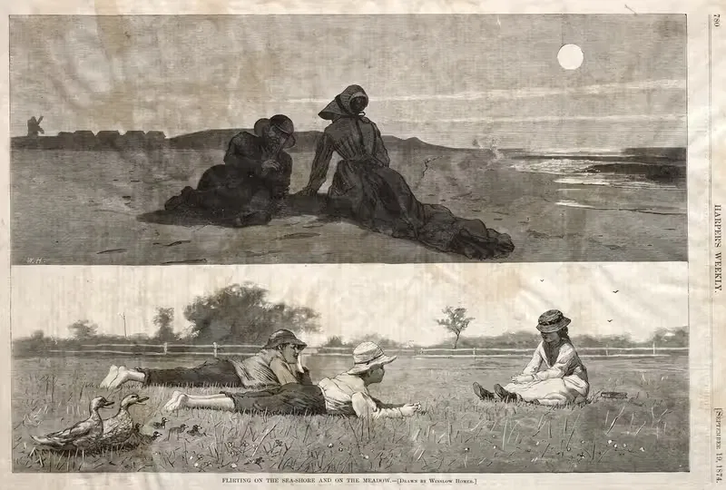 Flirting on the Seashore and on the Meadow — Winslow Homer