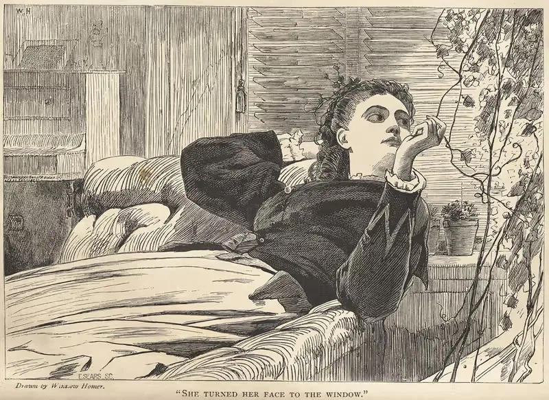 Она повернула лицо к окну by Уинслоу Хомер, 1868 — digital art print download
