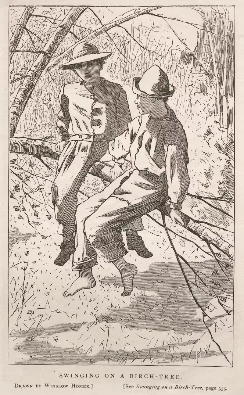 Swinging in a Birch Tree by Winslow Homer, 1867 — digital art print download
