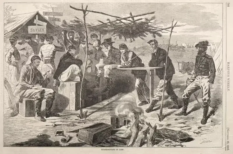 День благодарения в лагере by Уинслоу Хомер, 1862 — digital art print download